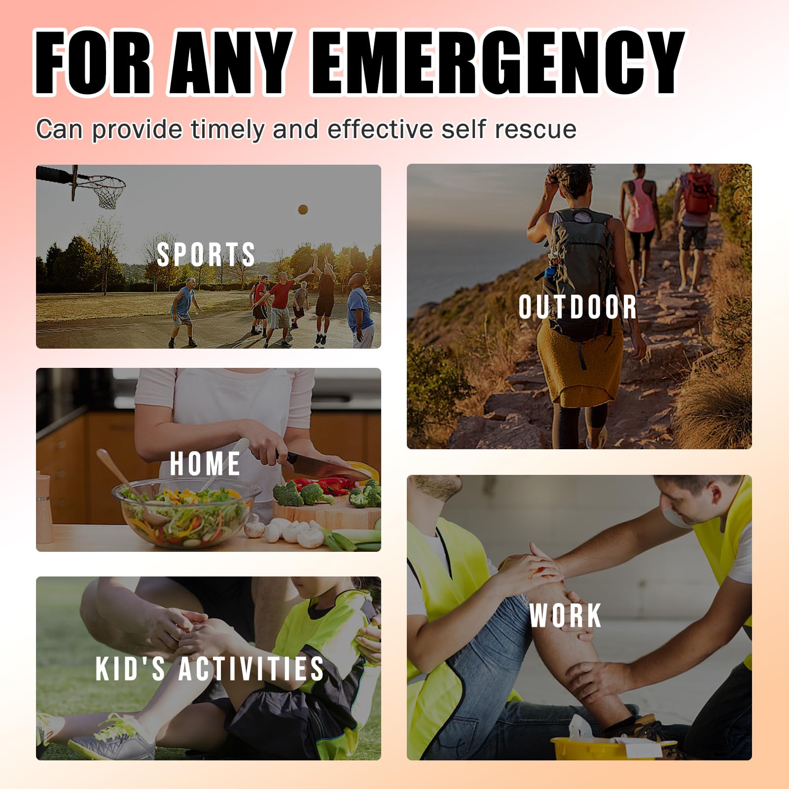 Carbou 4 strisce di chiusura ferita di emergenza, con chiusura lampo, bandaids, set di chiusura a taglio, senza cuciture e facili da usare