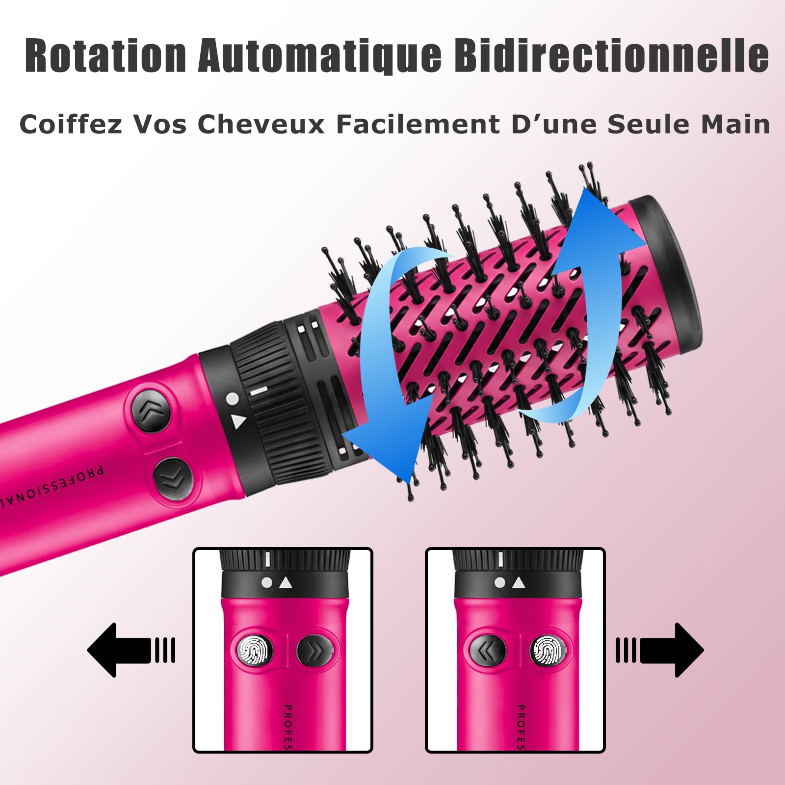 VGR 480 Brosse Soufflante 2 En 1, 1200W Brosse Chauffante Rotative, Rouge
