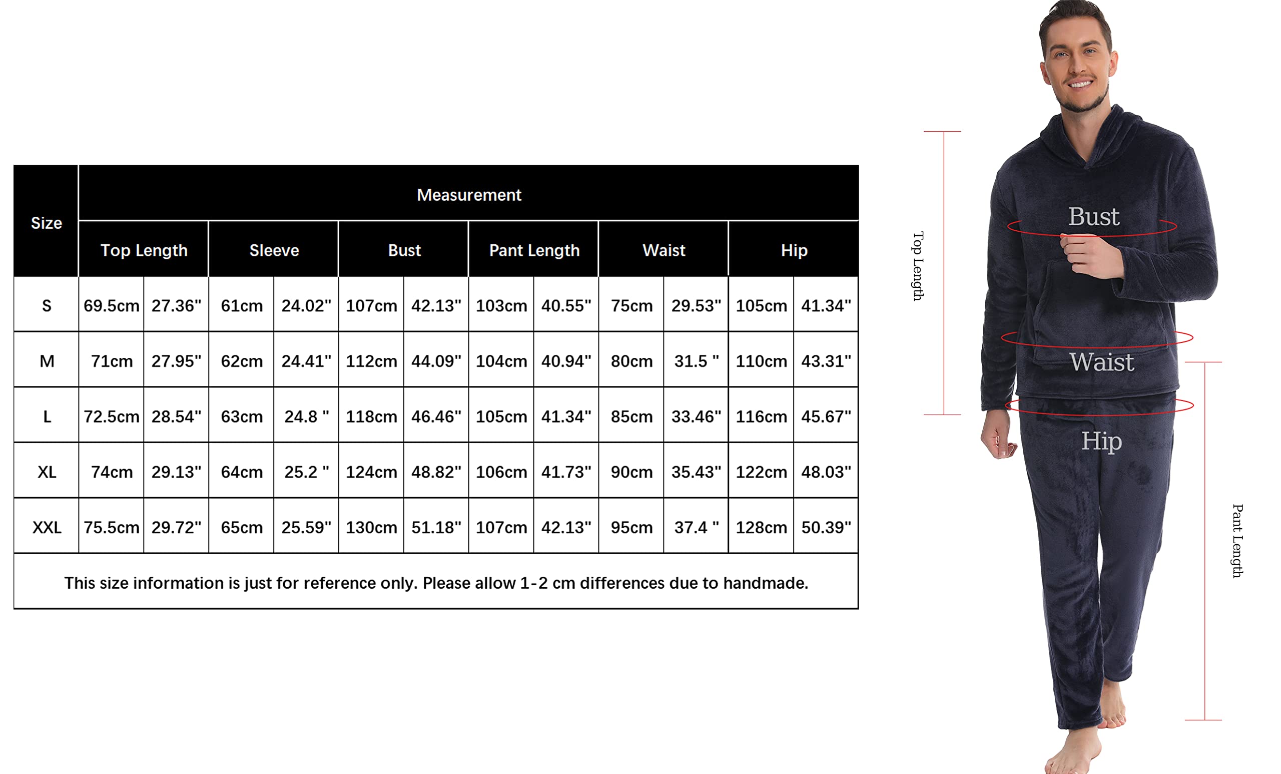 Vlazom Pigiama Uomo Flanella Calda 2 Pezzi con Cappuccio e Tasche Morbido | Flanella Morbida e Calda, Grande Tasca Ventrale, Cappuccio Integrato per Più Calore, Disponibile in Più Colori
