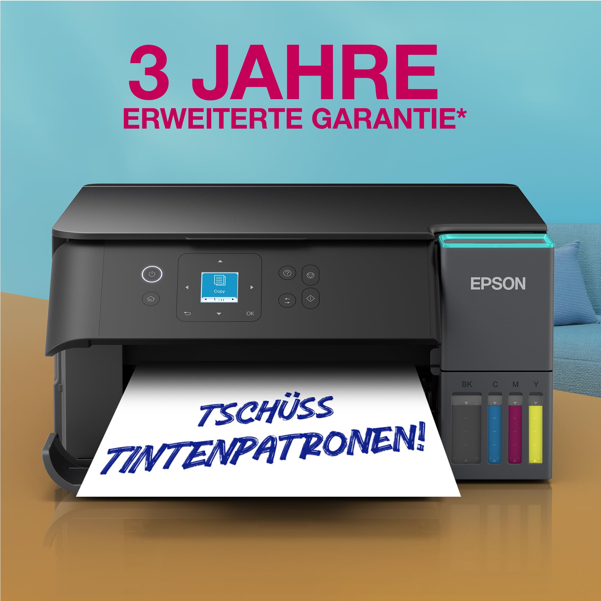 Epson EcoTank ET-2950 Tintentankdrucker | für vielbeschäftigte Haushalte | WLAN | A4 | Drucken, Kopieren, Scannen | 3.7 cm LCD-Display | Duplexdruck | inkl. Tinte für bis zu 3 Jahre