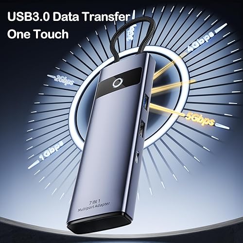 Miniatura 4 de Hub USB C 7 en 1, adaptador HDMI 4K 30Hz, estación de acoplamiento USB-C con PD de 100 W, lector de tarjetas TFMicroSD, puertos USB-A 2.0, 3.0, tipo