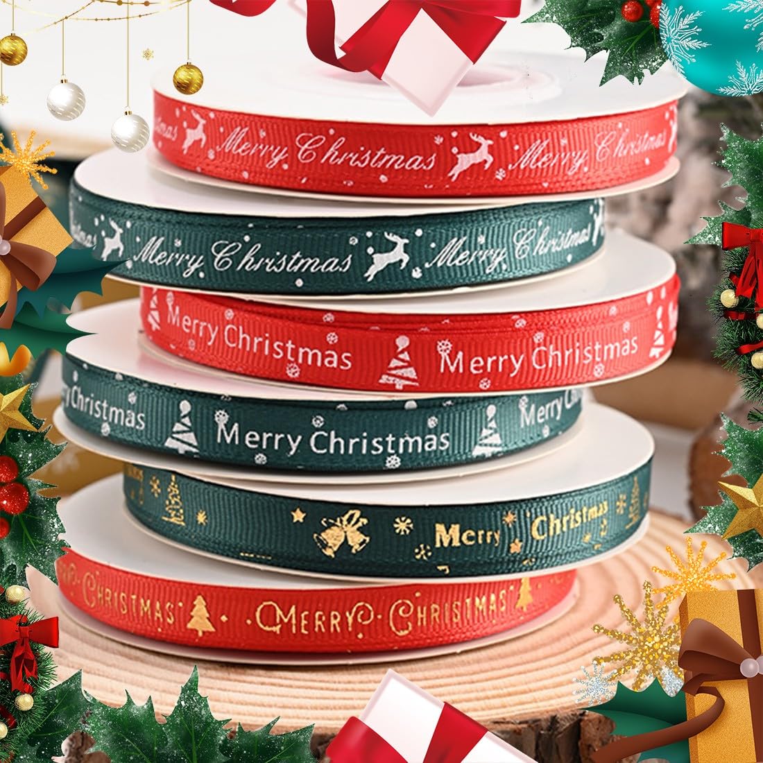 G2PLUS 20 Yards Nastri Natalizi:20mm Nastro Juta di Natalizio Verde,Nastro Regalo Per Natale,Matrimoni,Feste,Decorazioni Regali,Bricolage Artigianato