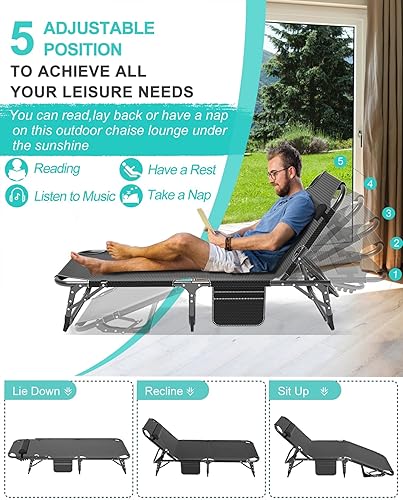 Miniatura 2 de ABORON Paquete de 2 catres plegables de camping para adultos, cama resistente 3 en 1 para dormir de invitados, ajustable de doble capa 1200D con