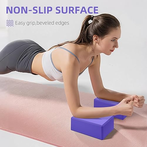 Miniatura 6 de Bloques de yoga, bloques de espuma EVA de apoyo, bloque de yoga antideslizante resistente para pilates, meditación, estiramiento y tonificación,