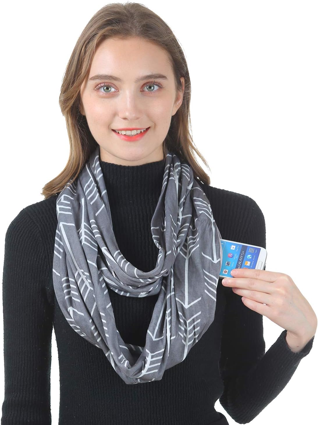 CADITEX Travel Scarf, Infinity Scarf with Secret Hidden Zipper Pocket