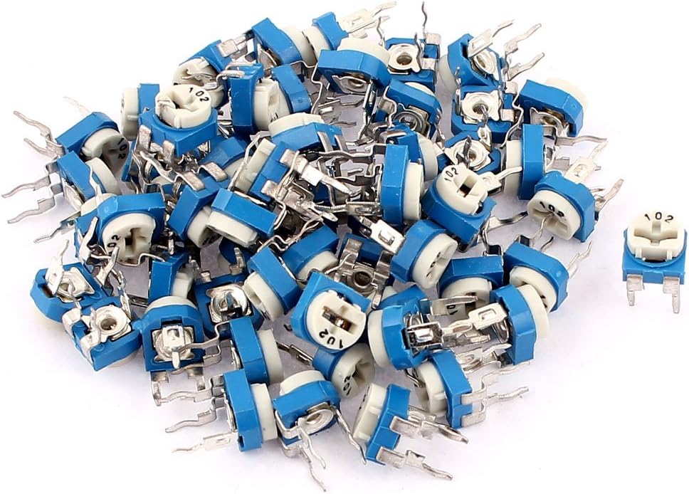 60Pcs UKM-065 Variable Resistors 1K Ohm 3 Terminals Trimmer Potentiometer Potentiometers Adjustable Resistor