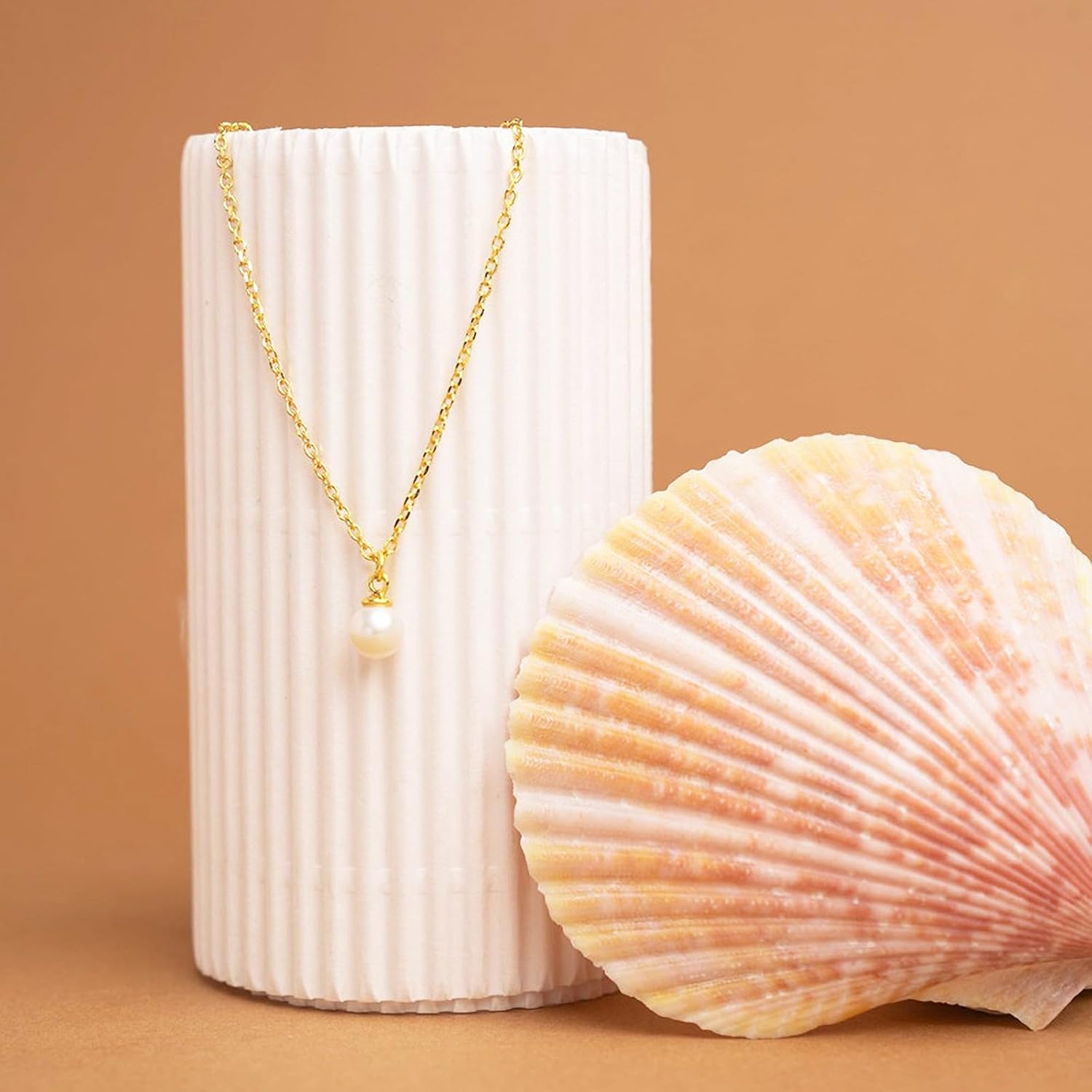 Freshwater Pearl Necklace for Women 9mm Natural Pearls Gold Dainty Choker Adjustable 16-18 Inch Lightweight Luxury Fashion Jewelry Gift - Image 2