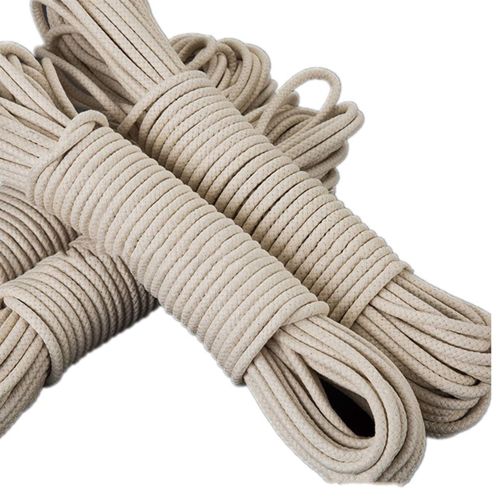 Cuerda de algodón Beige para Bandera,100m, Poste de Bandera, Cuerda de driza, Resistente y Duradera, Cuerda de algodón Multiusos para Colgar Ropa al Aire Libre, Atar Viajes, jardín,Beige-10mm