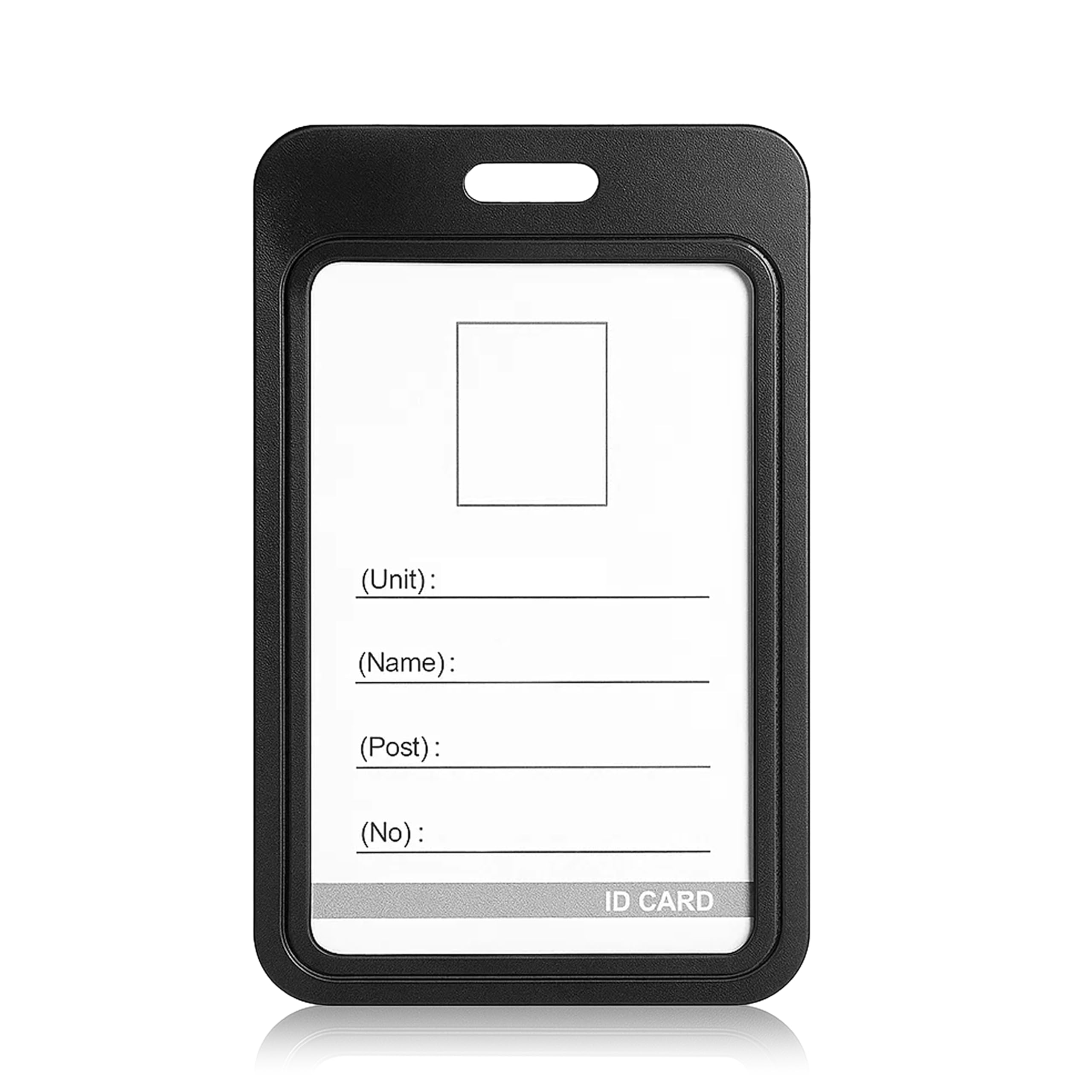 GLUN® Plastic ID Card Holder, Pack of 1 Black Colour, Double Sides Visible, Waterproof Unisex ID Card Holder Case for Office, School & Colleges