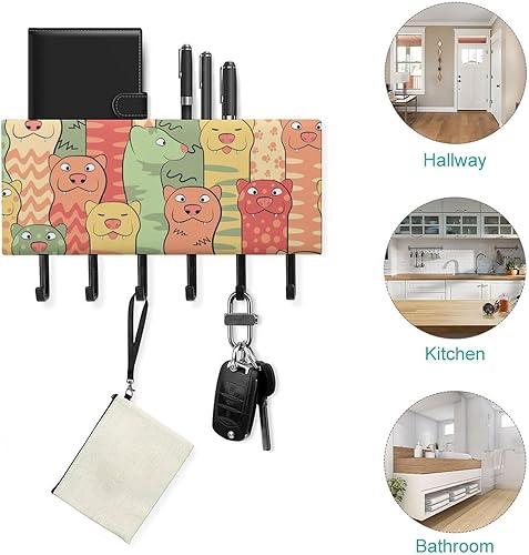Miniatura 4 de Divertido soporte para llaves de hurones montado en la pared con 6 ganchos para llaves de entrada para puerta