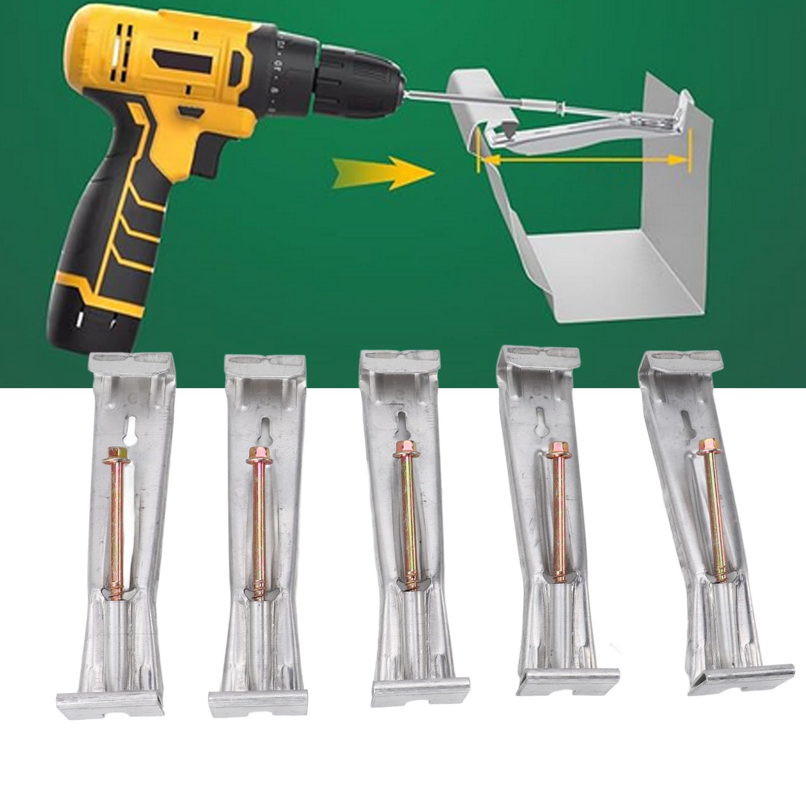 Szybko Wkręcane Wieszaki na Rynny 5 Cali, 30 szt. Aluminiowe Haki do Ukrytych Rynien Deszczowych do Opadających Rynien z 6-calowymi Wiertłami, do Prostych lub Kątowych Desek