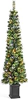 Vista 201 de Glitzhome Prelit Christmas Tree, 6ft Flocked Artificial Christmas Tree Serene Snowscape Fir with 300 Warm White Lights for Home, Office, Party