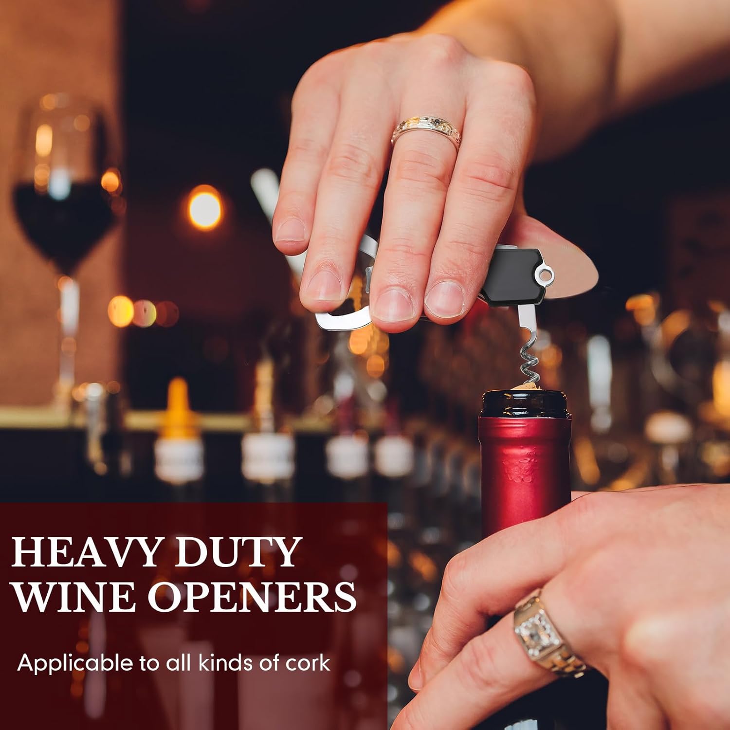 48 Pcs Bottle Opener Keychain Bulk Wine Bottle Beer Opener Keychain 3.27" Stainless Steel Corkscrew Waiter Corkscrew Wine Keyring Gifts for Christmas Bar Party Wedding Home (Black)