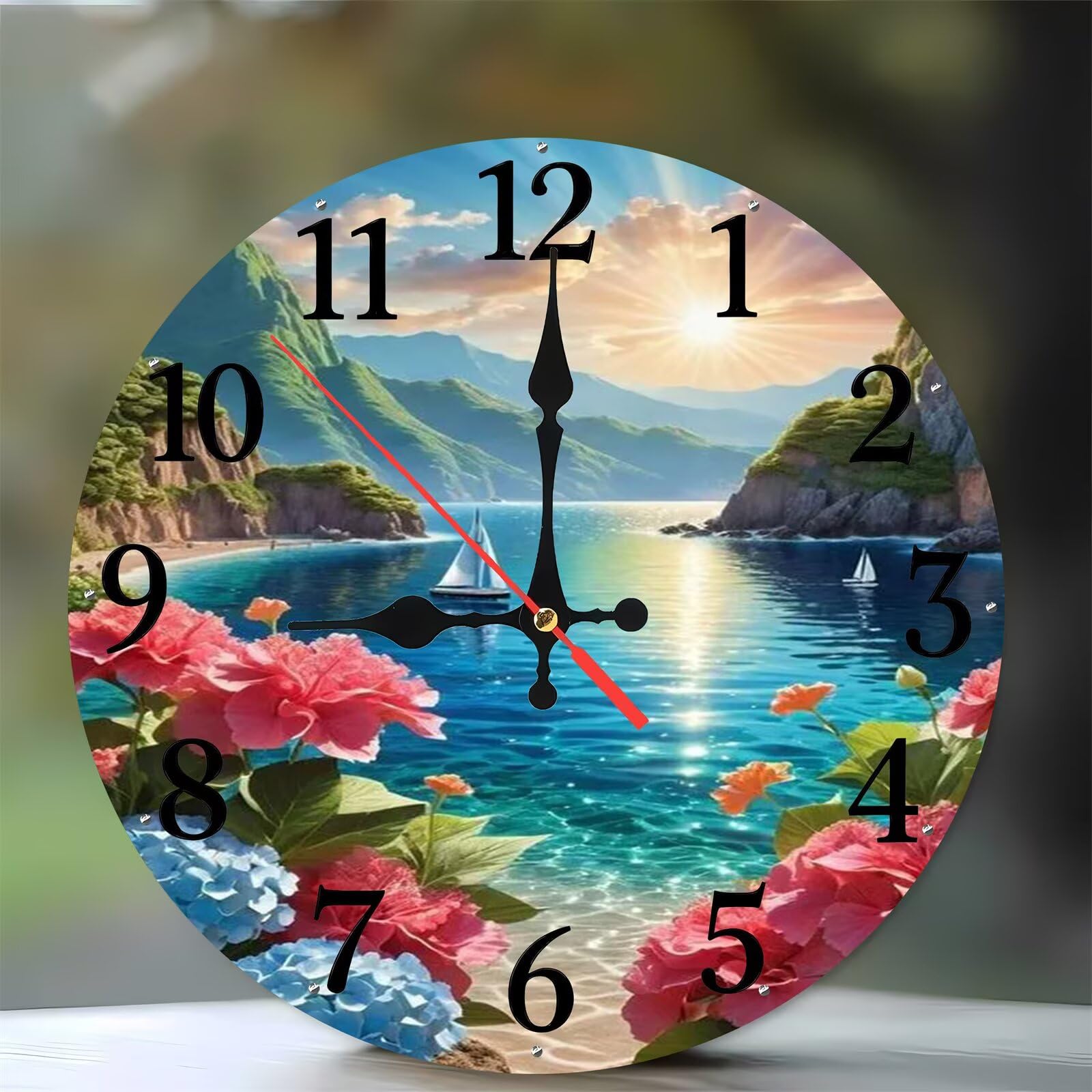 Horloge murale moderne bois silencieuse de 35 cm pour décoration de chambre