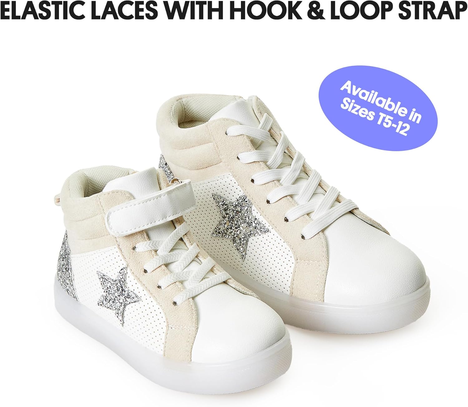 FabKids Girls Boys Light Up Shoes Fashion High Top Sneakers Cute Print Footwear for Toddler Little Kid Big Kid - Image 5