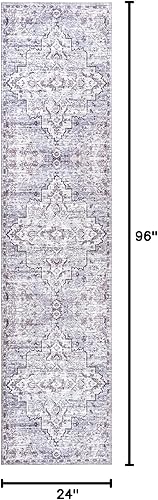 Miniatura 2 de Eyely HSW102A-28 - Alfombra tradicional Didim con medallón gris bohemio lavable a máquina, estilo granjero, persa, dormitorio, cocina, sala