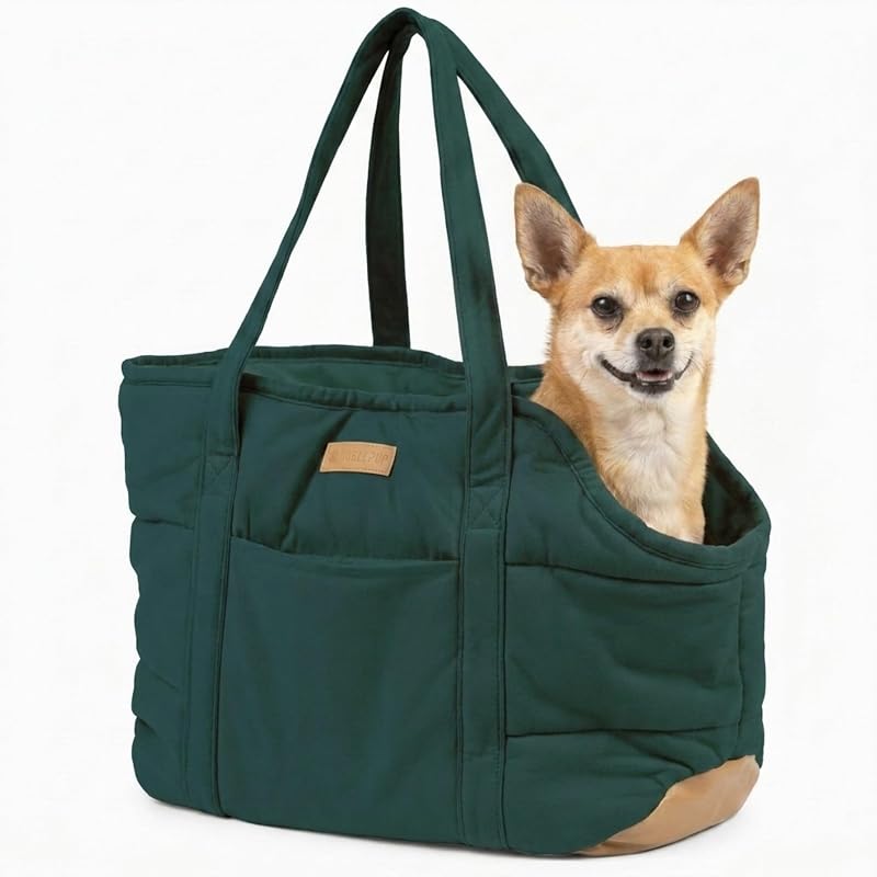 Bolsa de transporte para cães pequenos em plush NoblePup Plush Pup Pouch, Plush Green, 1 unidade