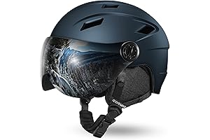 Odoland Ski Helmet with Built-in Goggles