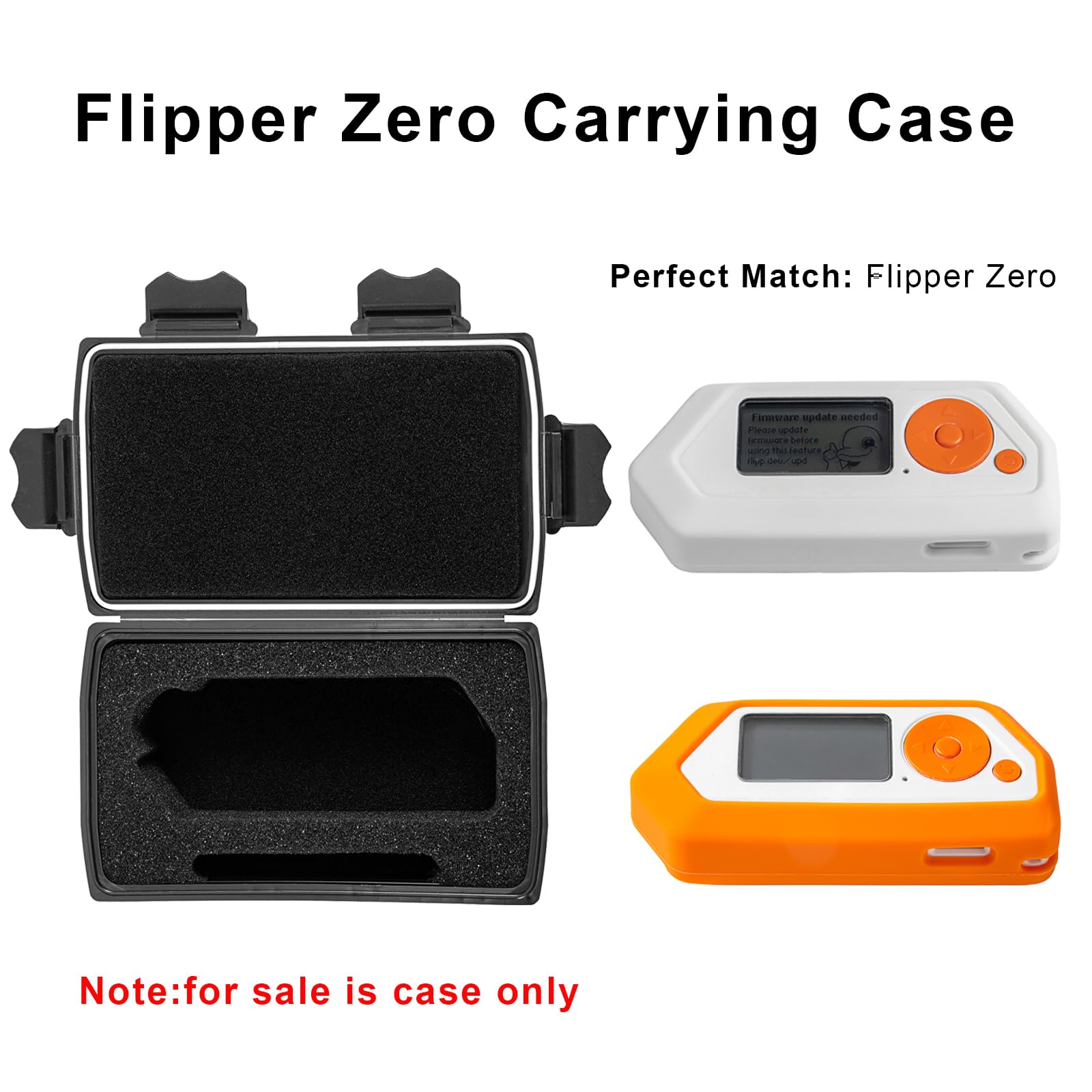 SINKAA Hard Carrying Case for Flipper Zero, Flipper Zero Bumper Protective Cover, Mesh Pocket fit Cable, Black (Case Only)