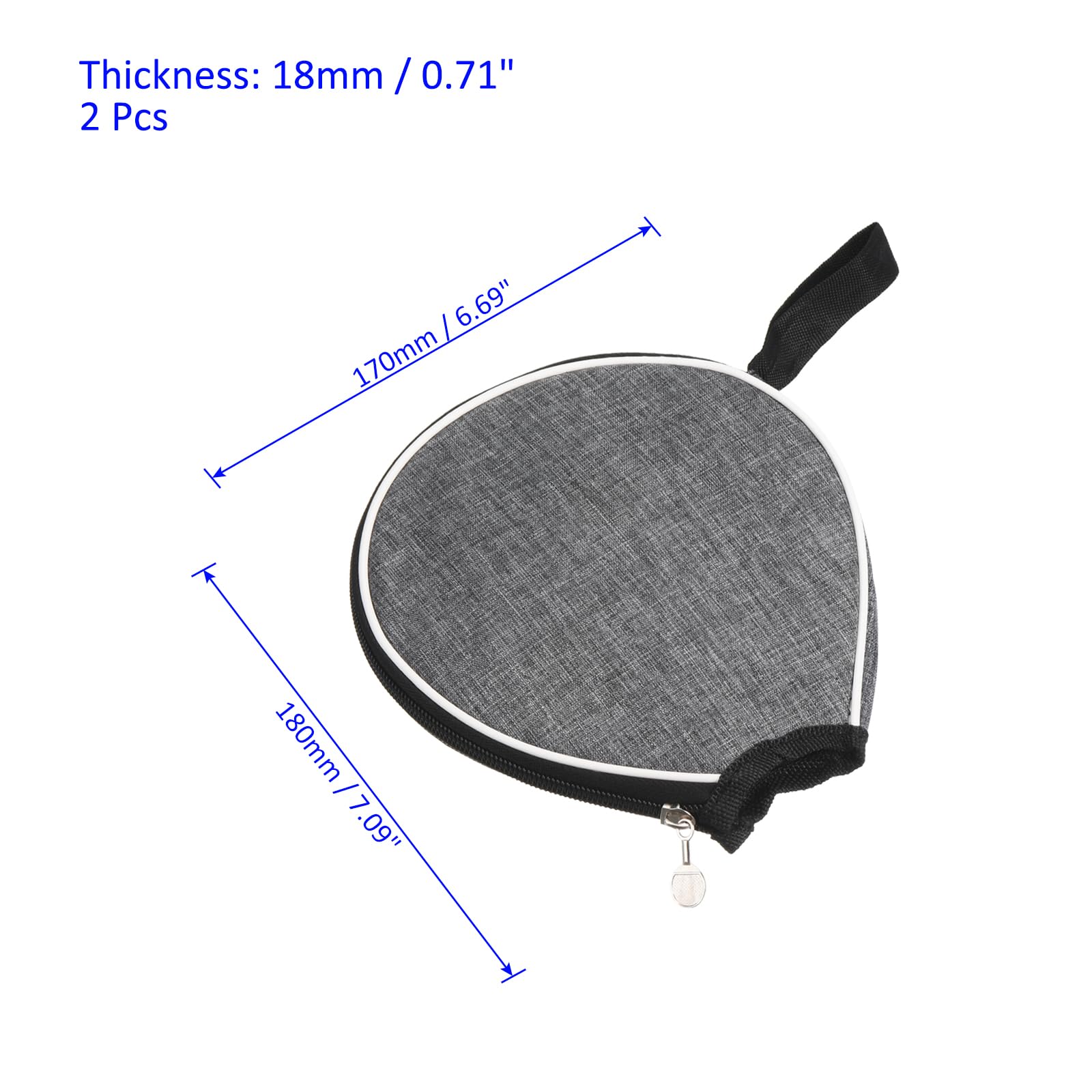 M METERXITY 2 Pack Ping Pong Paddle Cover - Table Tennis Racket Case Half Bag Apply to Storage Organize (Grey) - Image 3