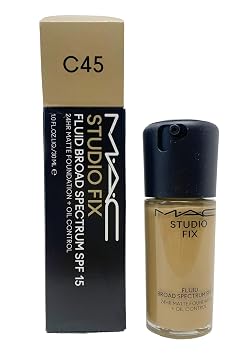 MAC Studio Fix Fluid SPF15 24hr Matte Foundation + Oil control - C45 Medium beige with a olive undertone for medium skin 1 Fl Oz/30 mL