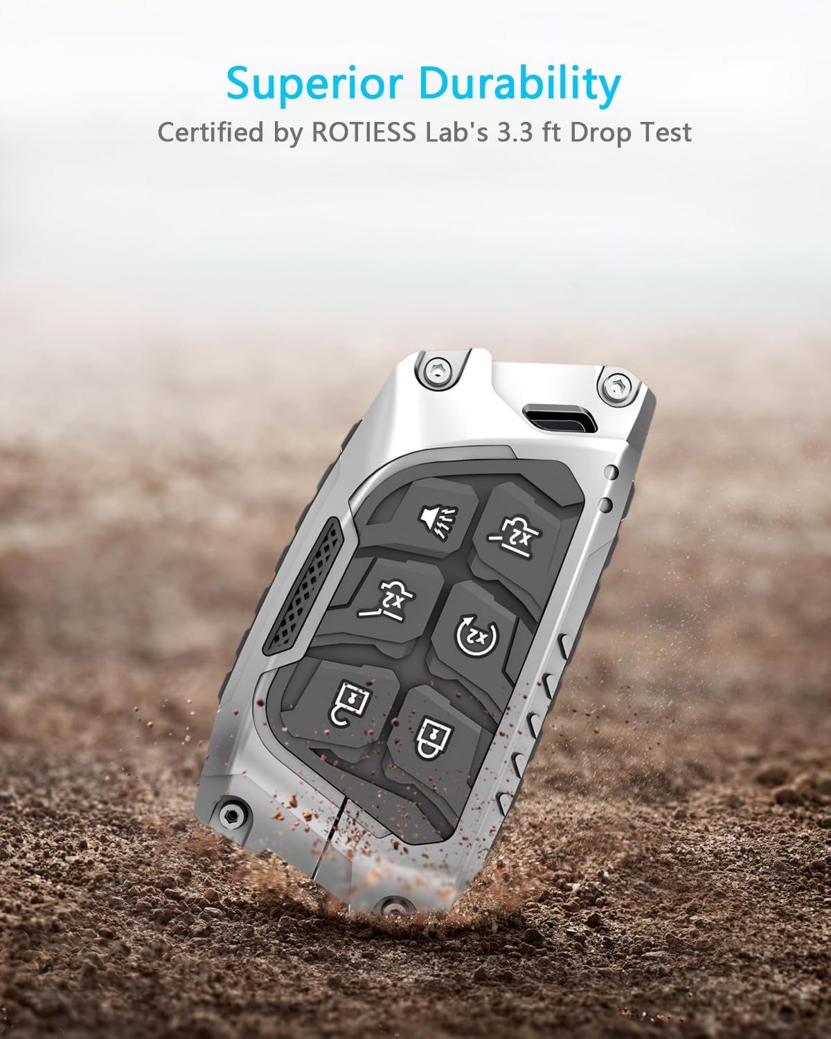 Heavy-Duty Zinc Alloy Key Fob Cover for Cadillac Smart Remotes,Full-Protection Key Case with Luminous Silicone Buttons,Compatible with 2020–2025 CT5,CT6,XTS,XT4,XT5,ATS,Escalade ESV&Lyriq(6-Button)