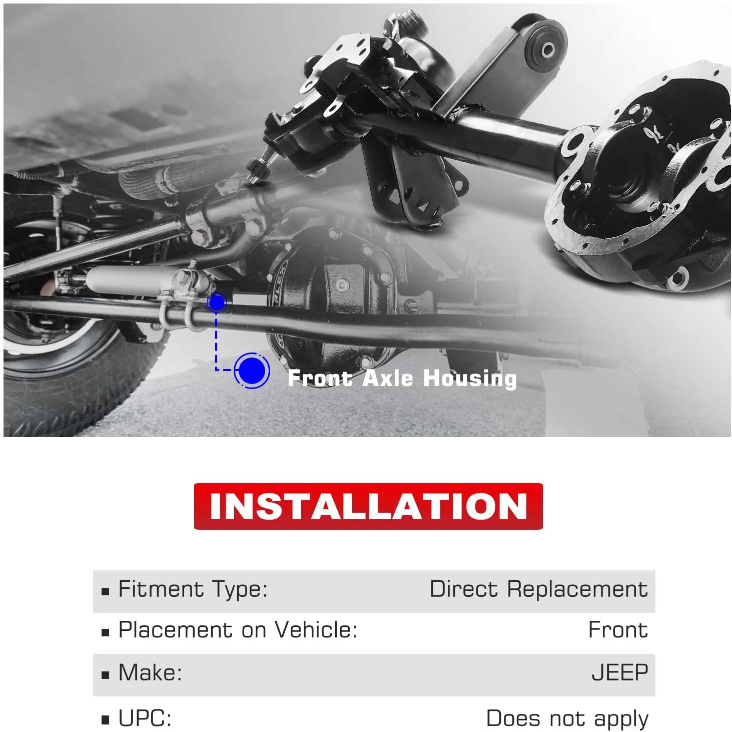 A-Premium Front Axle Housing Assembly Compatible with Jeep Wrangler 2007-2017 & Wrangler JK 2018, (fit for DANA 30, 3.21 Front Axle Ratio), 3.6L 3.8L Only, Replace# 68004068AA, 68004068AB