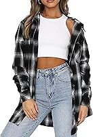 IYICLOTH Women's Oversized Plaid Flannel Shacket Long Sleeve Button Down Shirt Casual Fall Winter Tops 2025