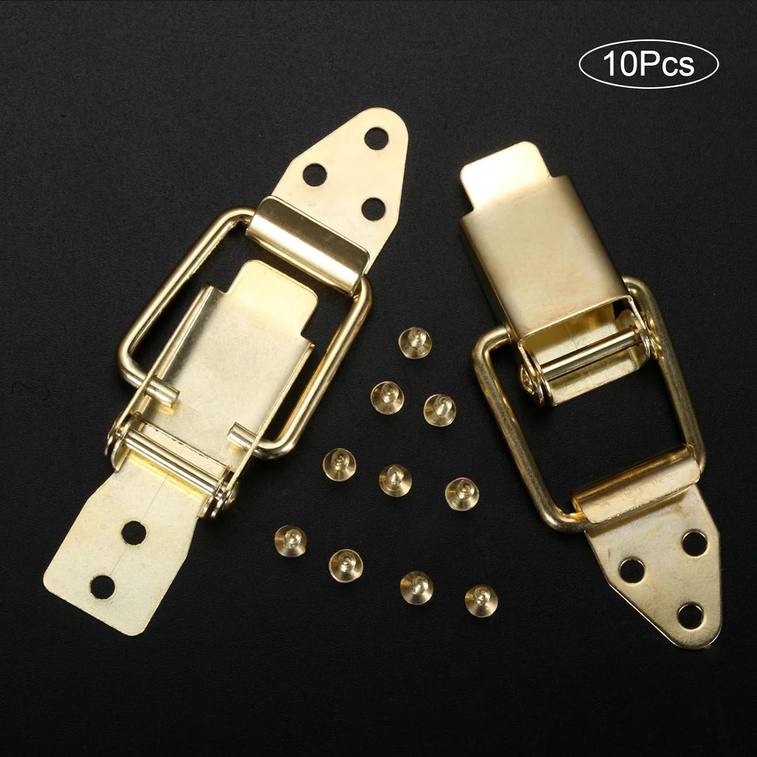 dophee 10Pcs Spring Loaded Toggle Hasp Lock, Gold Box Latch Catch for Wooden Box Case Jewelry Box Wine Box Toolbox, 80x18mm/3.15"x0.71"