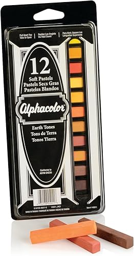 Miniatura 2 de Derwent Alphacolor 145011 - Pasteles cuadrados suaves, tonos tierra, 12 pasteles por juego