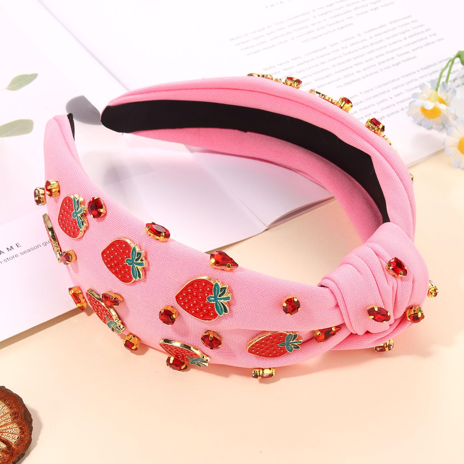 Strawberry Headband for Women, Fruit A-Pink, Hair Accessory for Summer, Beach Vacation, Wedding, Party, One Size, 1 Count - Image 8