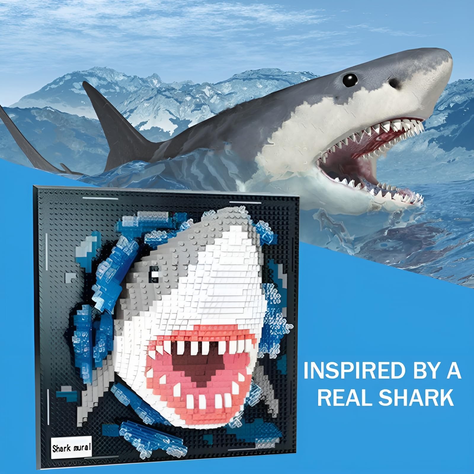 Fuleying Shark Building Blocks Set, Wall Art Animals Building Kit - Image 4