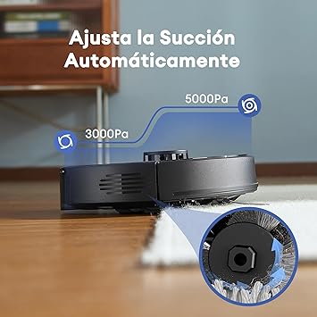 D10 Robot Aspirador y Fregasuelos con Láser, 5000Pa + HEPA H12, Adaptación Alfombras, App/Alexa, 120 Min Autonomía5