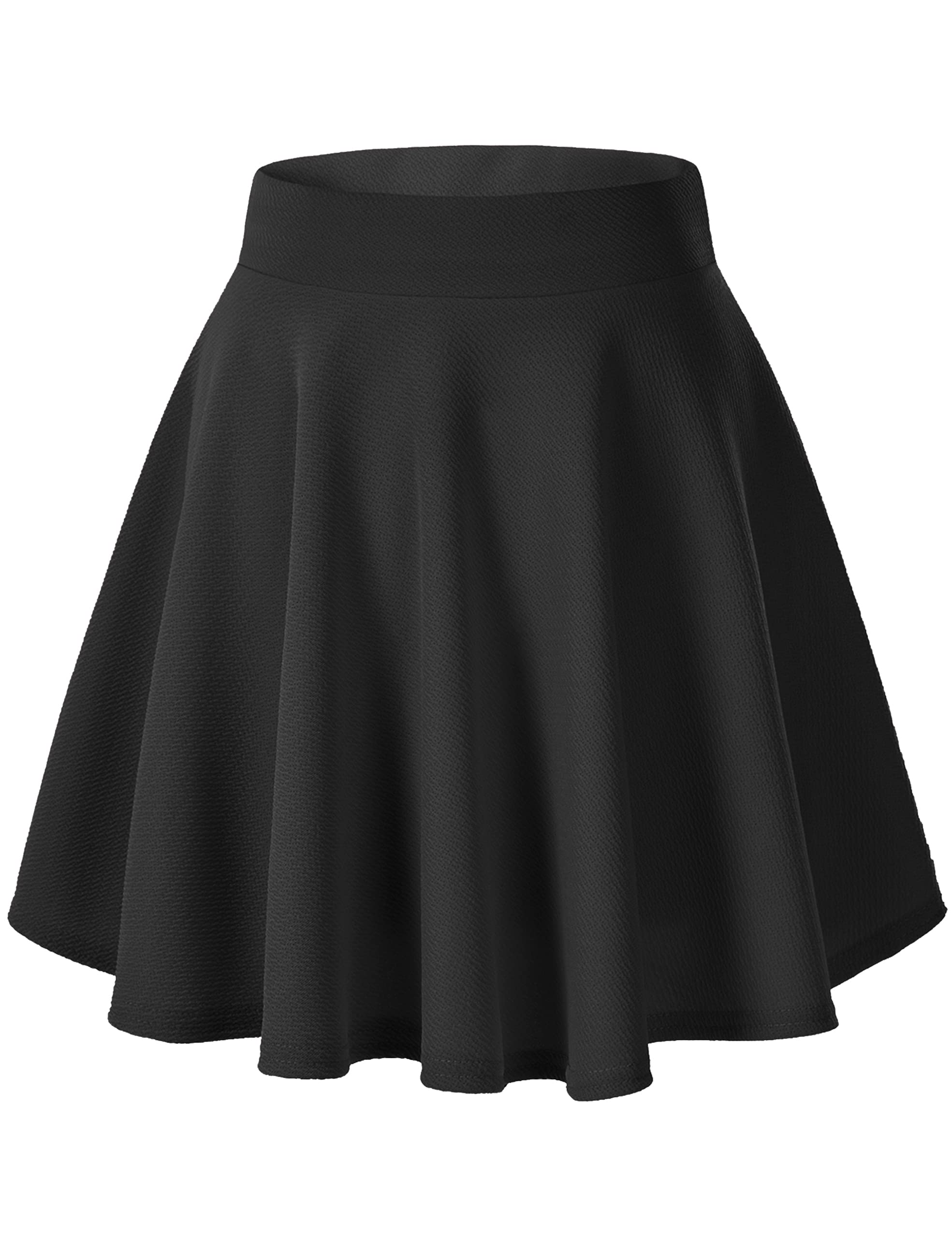 Urban CoCo Women's Basic Versatile Stretchy Flared Casual Mini Skater Skirt - Small Black