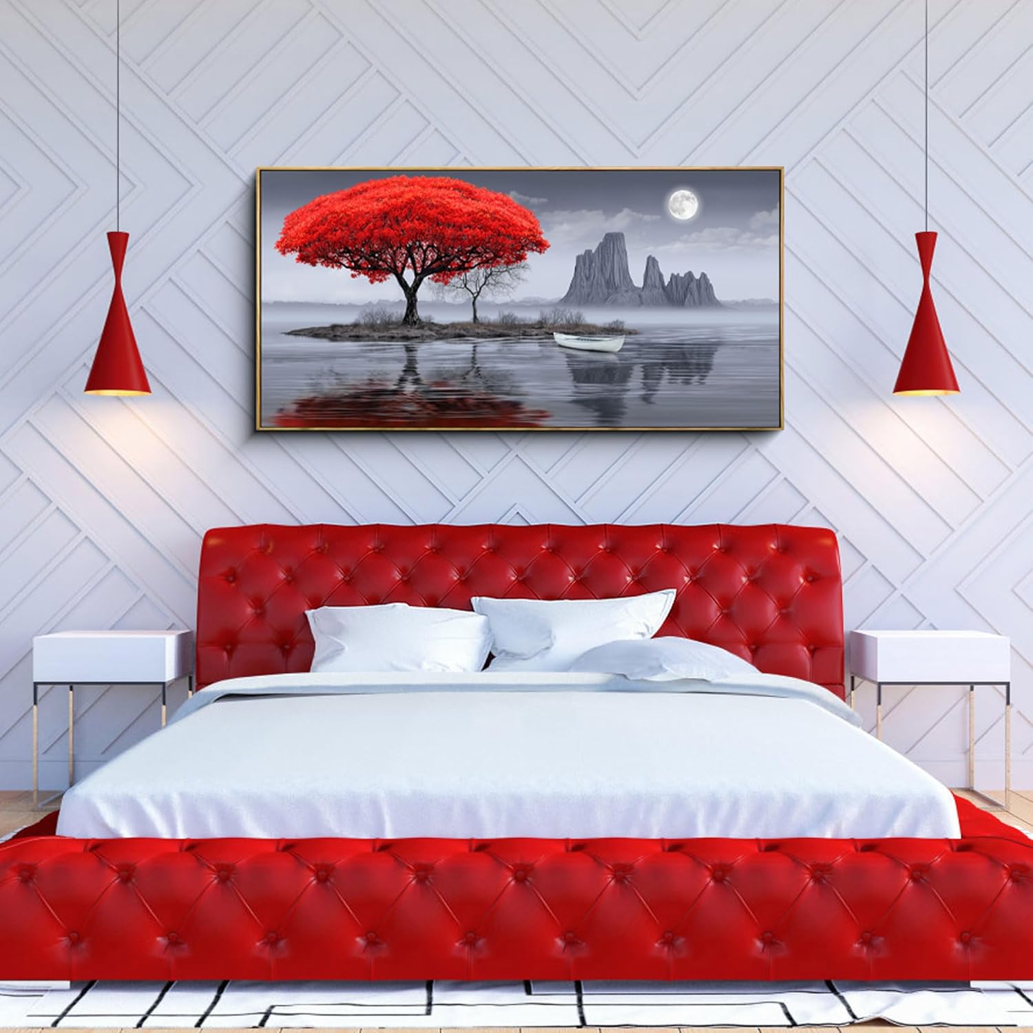 XLSJERST Waterfall Wall Art - Natural Picture Lake Landscape Large Paintings Artwork for Walls Canvas Wall Art for Living Room Bedroom Home Decor - 48x24 Inches