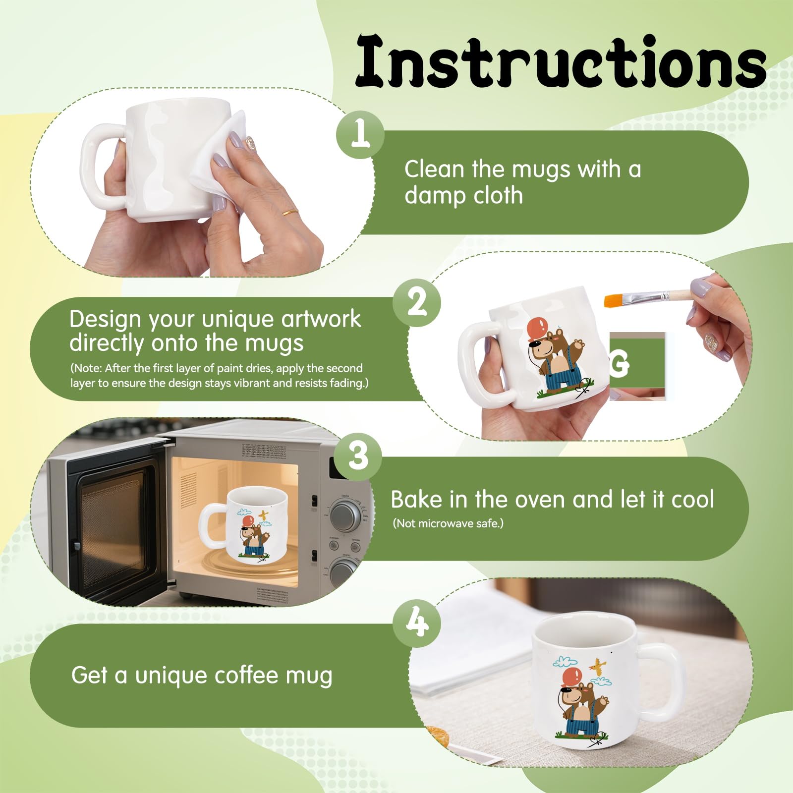 ZUSUZU Peindre-un-Mug Kit De Loisirs Créatifs Tasse Porcelaine à