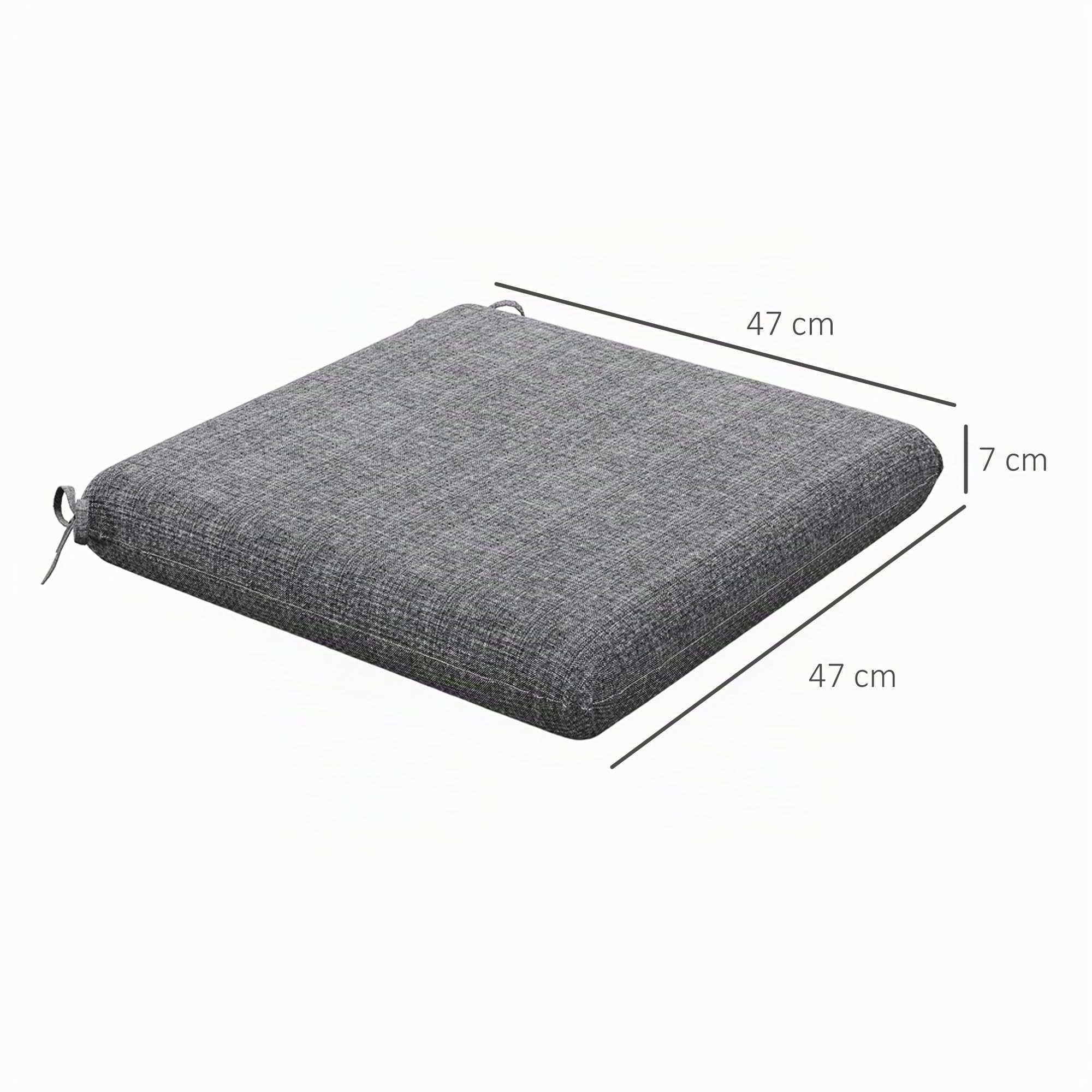 Outsunny Lot de 4 Coussins de Chaise Rembourrage Épais 47 x 47 cm Gris