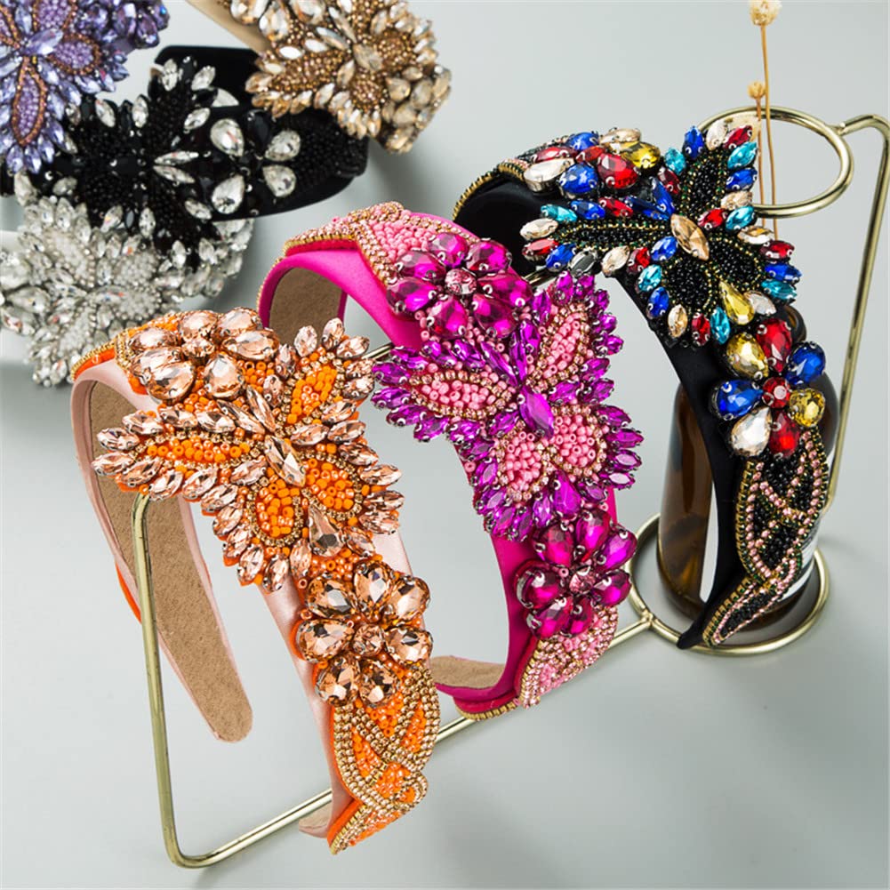 Cerchietto per capelli con perline di cristallo multicolore, decorato con gioielli, azzurro chiaro, fatto a mano, per matrimonio, stile preppy, ballo di fine anno, regalo - Italia