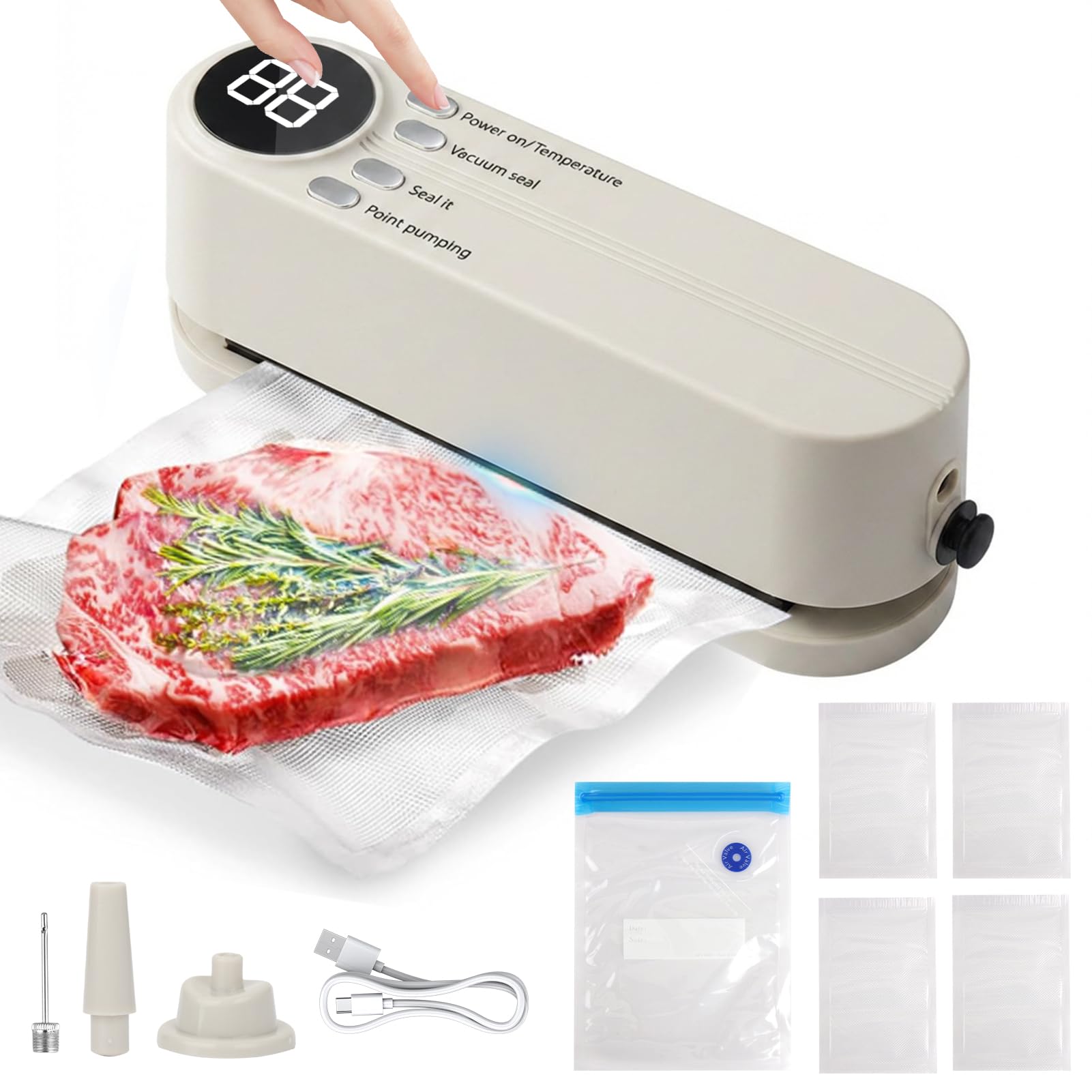 nilic Mini Bag Sealer & Handheld Vacuum Sealer, 3-in-1 Rechargeable Heat Sealer, Portable Food Sealer Machine for Snack Preservation & Kitchen Storage, Fits Chip Bags & Mylar Bags