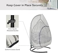 Vista 5 de Funda para silla de huevo colgante para patio, silla de mimbre impermeable para exteriores con funda de soporte, asiento doble
