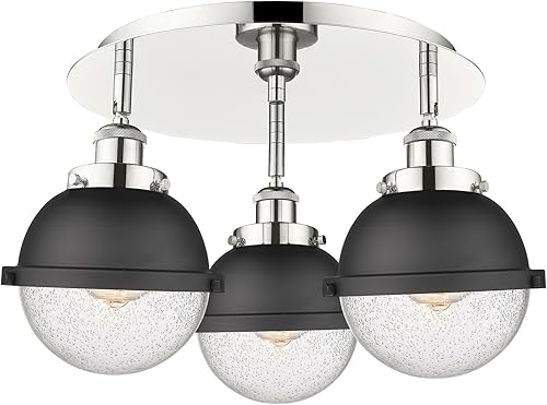 Miniatura 8 de Innovations Lighting 916-3C-AB-HFS-61-BK Downtown Urban Three Light Flush Mount Ceiling Light Antique Brass