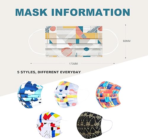 Miniatura 2 de Sheal 100 unidades empaquetadas individualmente transpirables a la moda para adultos desechables de 3 capas protectoras para las orejas