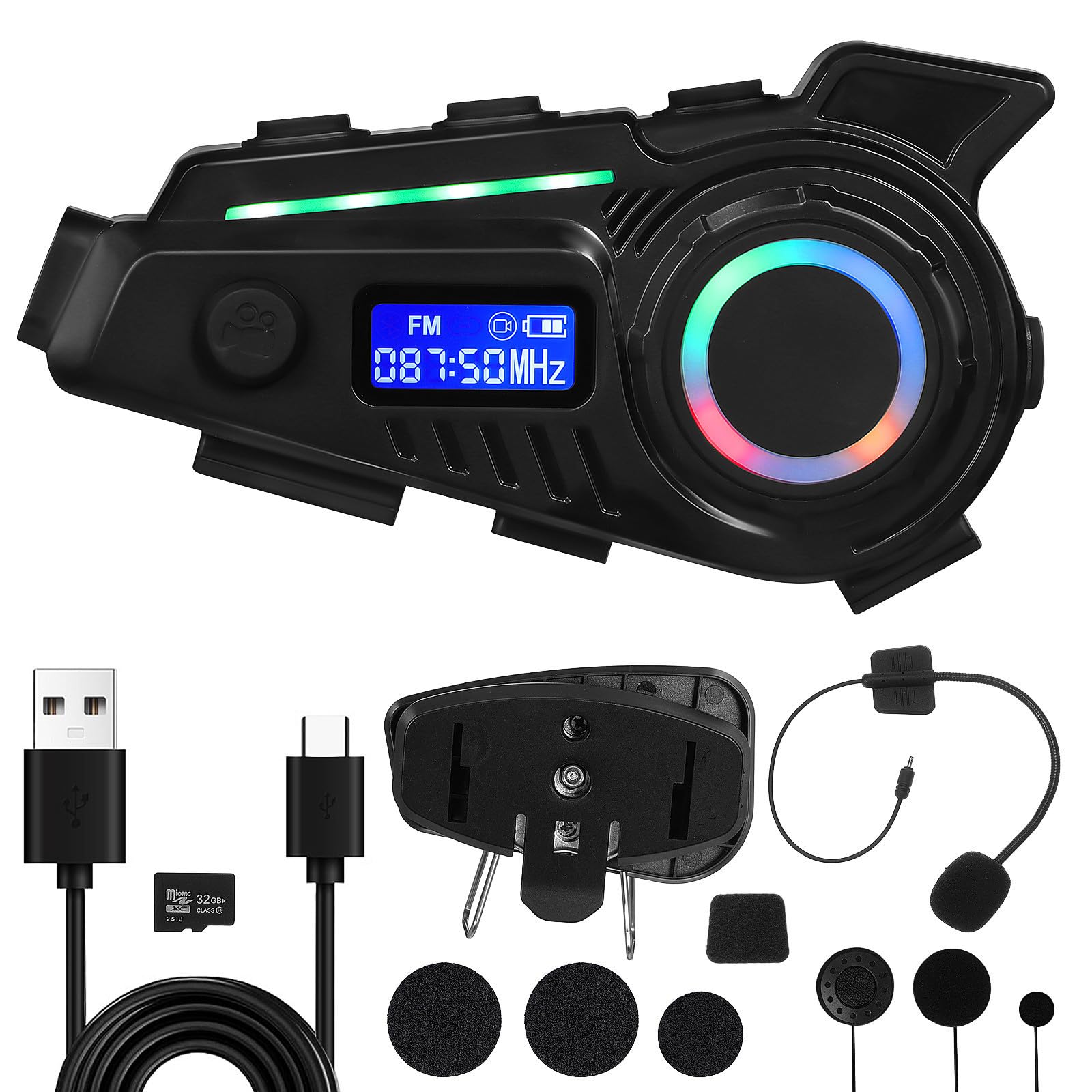 GALPADA Auricolare per Casco Moto, Versione 5.4, Abs Nero