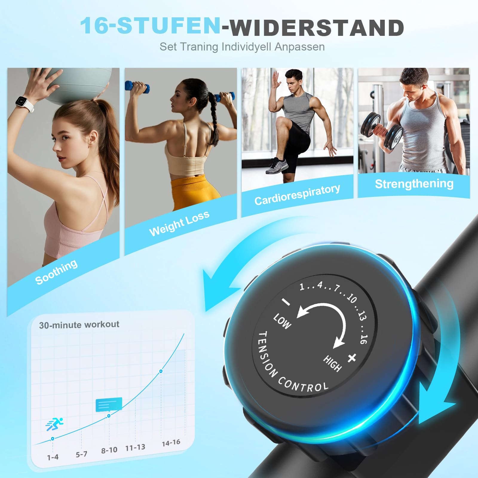 Crosstrainer für Zuhause,Ellipsentrainer mit 16-Stufiger Widerstandsstufen,Pulssensor, LCD-Monitor & Gerätehalterung,Magnetischer Crosstrainer mit Bluetooth & App, Ellipsentrainer Fitness Sport