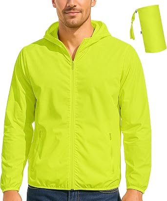 Mens UPF 50+ Light Jacket Full Zipper, Sun Protection Hoodie Jacket Long Sleeve Lightweight, Fishing,Outdoor Running