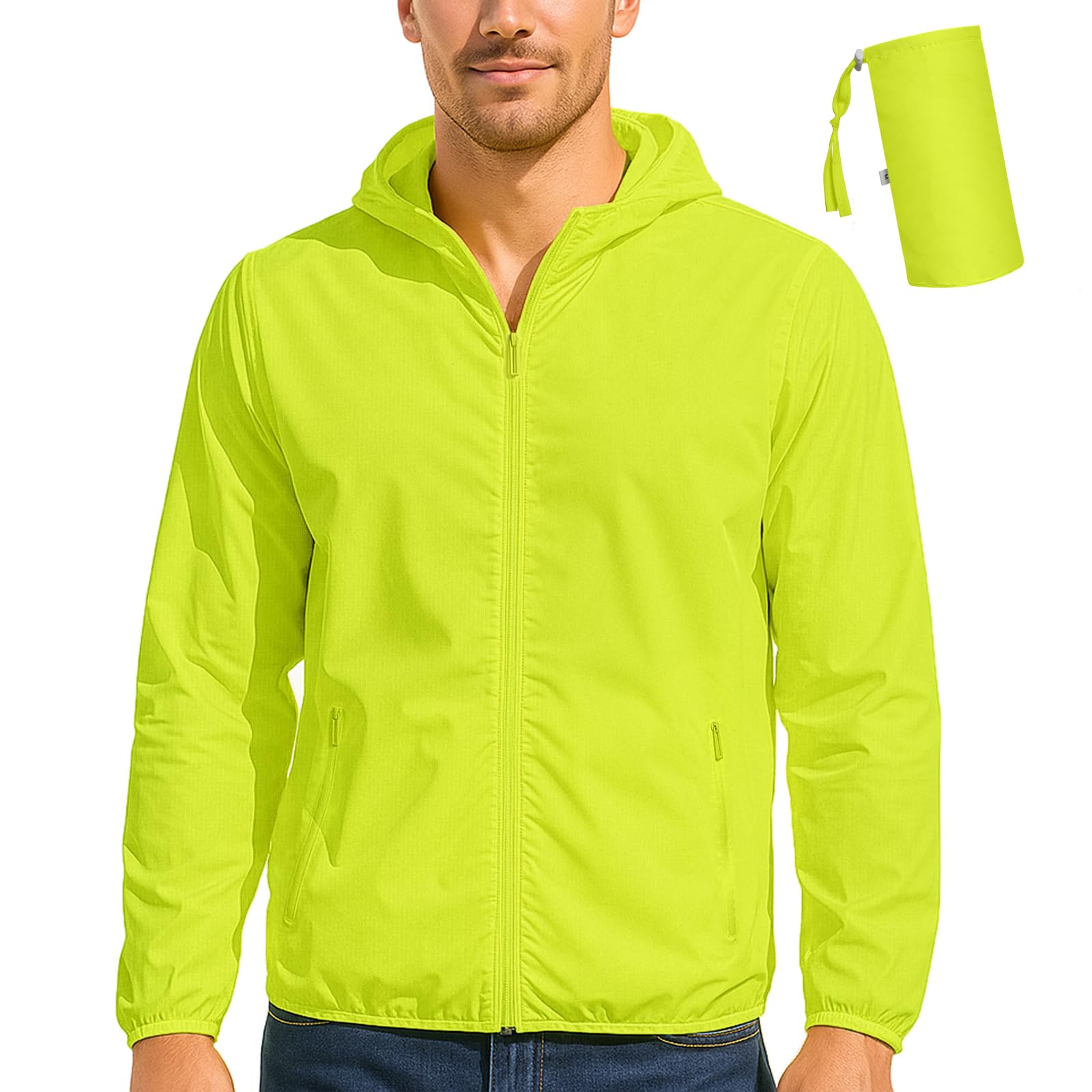 Men's UPF 50+ Light Jacket Full Zipper, Sun Protection Hoodie Jacket Long Sleeve Lightweight, Fishing,Outdoor Running