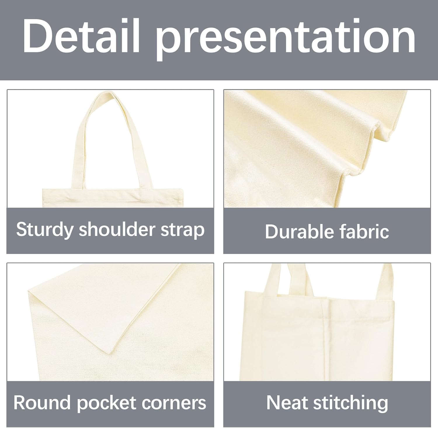 ORJ 13 * 15 inch Sublimation Blank Canvas Bags Bulk,Tote Bags for Sublimation, Canvas Tote Bags DIY Custom Shopping Bag - Image 4