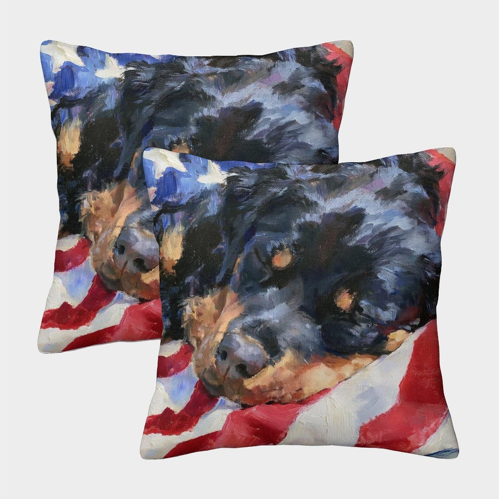 HWEICOIN 3D Printed Rottweiler Square Pillowcases Dinosaurs Square Throw Pillow Decorative Super Soft Pack of 2 for Patio,Couch, Tent, Balcony And Sofa 40x40cm