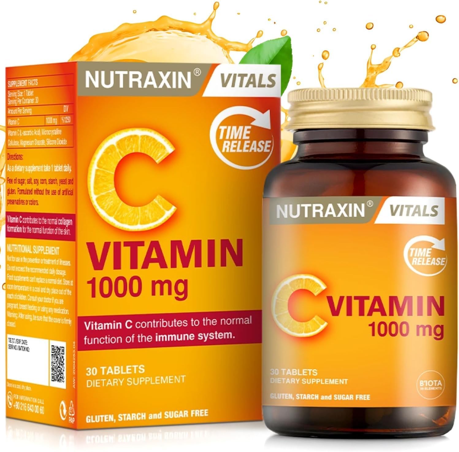 Nutraxin Vitals Vitamin C 1000 mcg 30 Tablet Takviye Edici Gıda