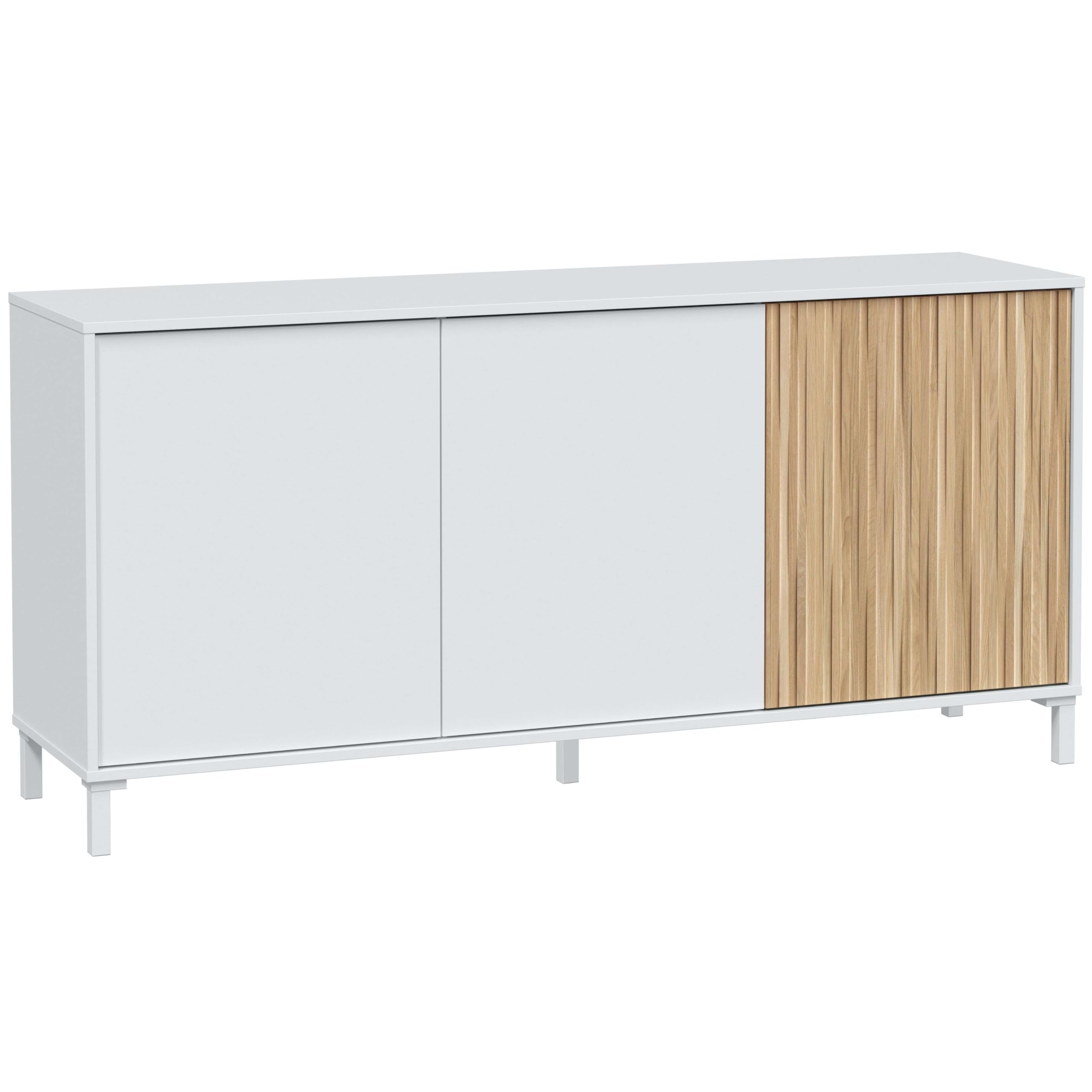 Habitdesign Aparador para Salón Ethna Blanco Artik Y Natur Estilo Moderno 154x74x40 Cm